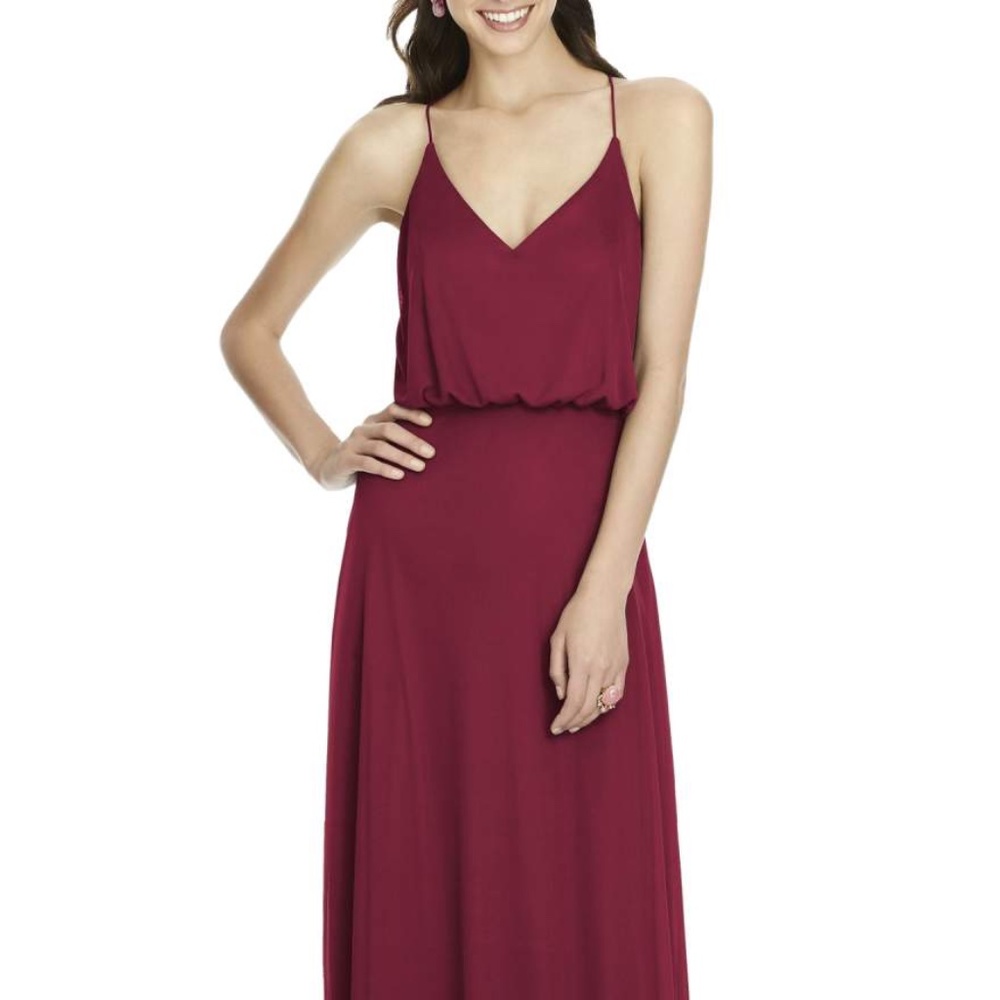 LIKE NEW - Alfred Sung Chiffon Blouson Gown (Size 4, Burgundy)